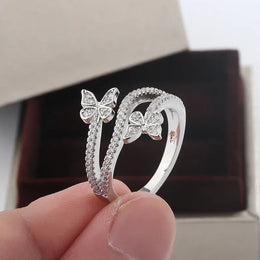 KissICON Kiss Icon Butterfly Zircon Ring - 925 Silver Plated Elegance
