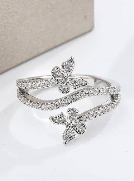 KissICON Kiss Icon Butterfly Zircon Ring - 925 Silver Plated Elegance