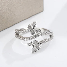 KissICON Kiss Icon Butterfly Zircon Ring - 925 Silver Plated Elegance