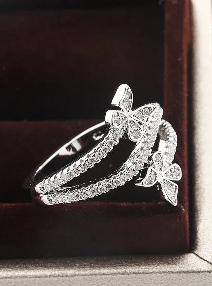 KissICON Kiss Icon Butterfly Zircon Ring - 925 Silver Plated Elegance