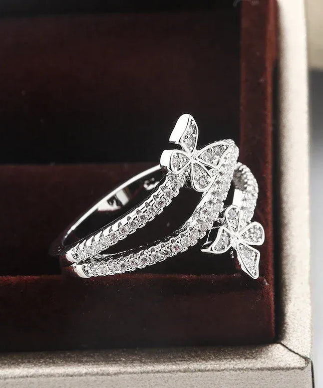 KissICON Kiss Icon Butterfly Zircon Ring - 925 Silver Plated Elegance