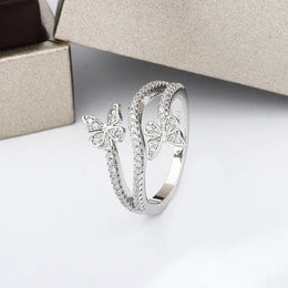 KissICON Kiss Icon Butterfly Zircon Ring - 925 Silver Plated Elegance