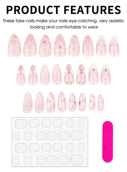 KissICON Kiss Icon Classic French 3D Flowers False Nails