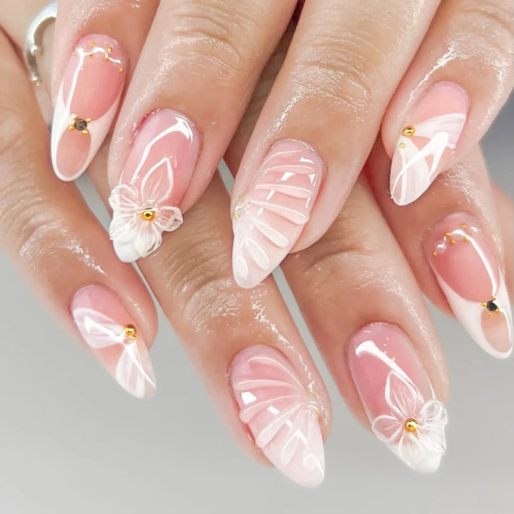 Kiss Icon Classic French 3D Flowers False Nails