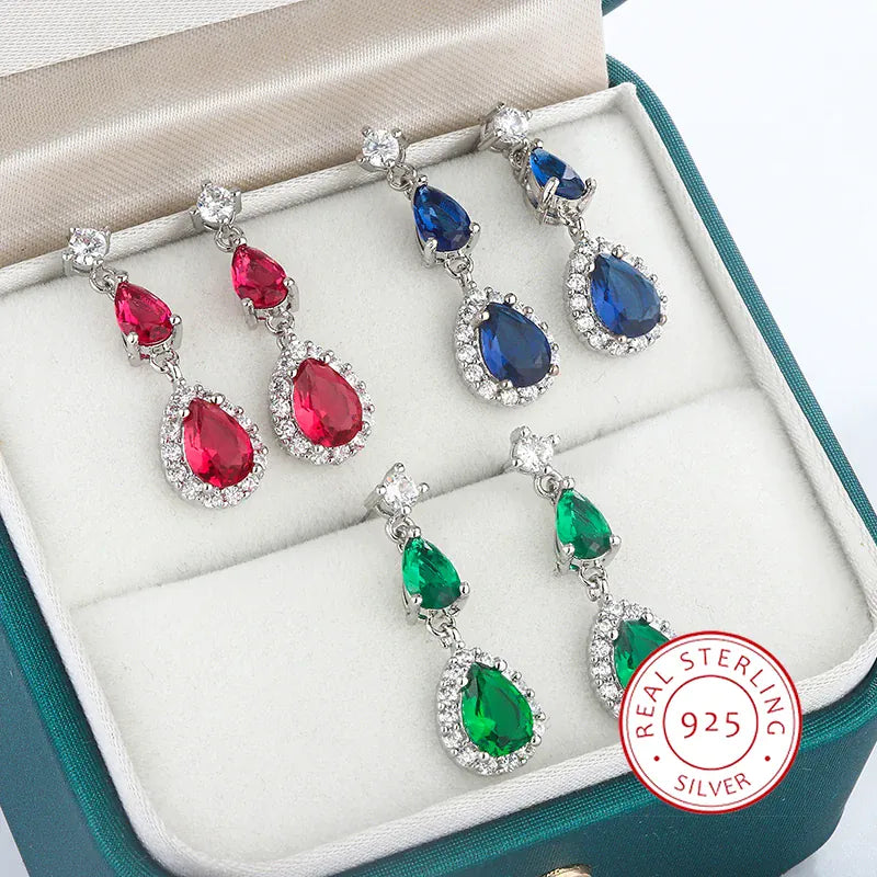 Dropshipman Kiss Icon Classic Silver Plated Earrings - Colorful Zircon