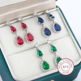 Dropshipman Kiss Icon Classic Silver Plated Earrings - Colorful Zircon