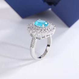 KissICON Kiss Icon Paraiba Sapphire Flower Ring - Geometric Zirconia