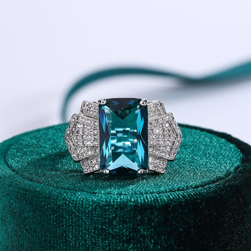 KissICON Kiss Icon Stylish S925 Silver Ring For Women Blue Zircon