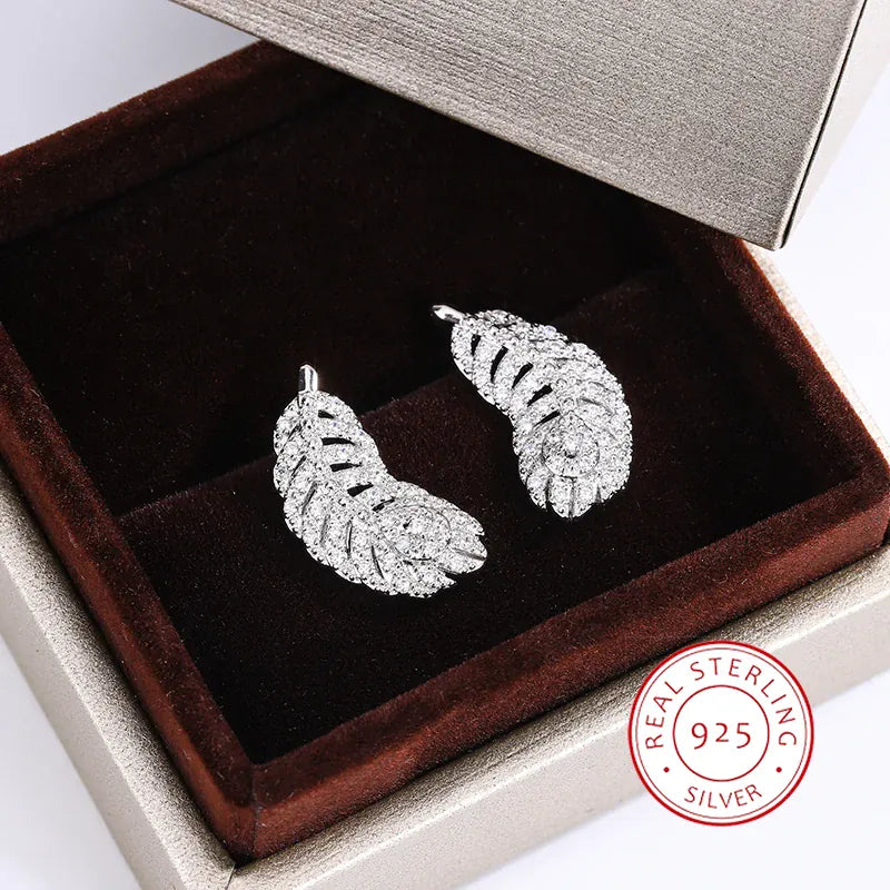 Dropshipman KISS002-E KissIcon Feather Earrings - 925 Silver Plated Zircon Shine