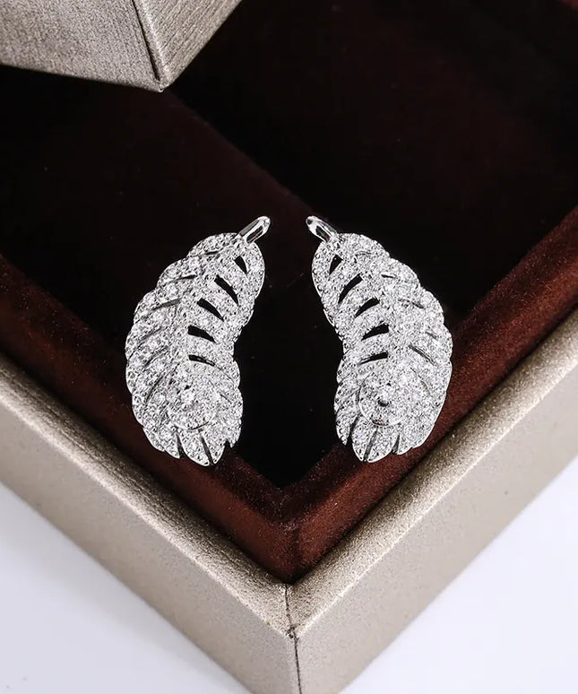 Dropshipman KISS002-E KissIcon Feather Earrings - 925 Silver Plated Zircon Shine