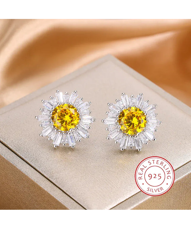 Dropshipman KISS034-E KissIcon Exquisite 925 Silver Earrings - Yellow Zircon