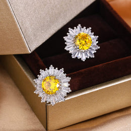 KissICON KISS034-E KissIcon Exquisite Silver Plated Earrings - Yellow Zircon