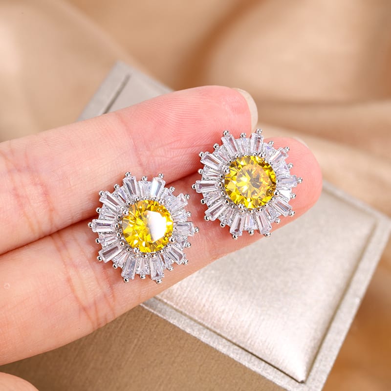 KissICON KISS034-E KissIcon Exquisite Silver Plated Earrings - Yellow Zircon