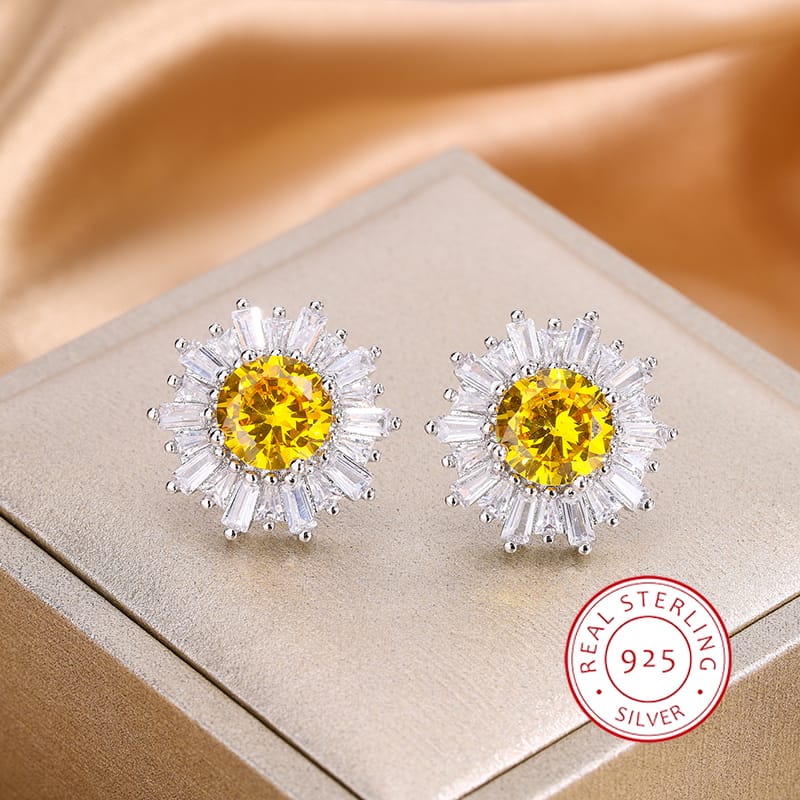 KissICON KISS034-E KissIcon Exquisite Silver Plated Earrings - Yellow Zircon