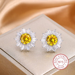 KissICON KISS034-E KissIcon Exquisite Silver Plated Earrings - Yellow Zircon