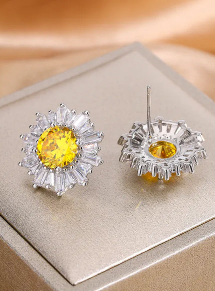 KissICON KISS034-E KissIcon Exquisite Silver Plated Earrings - Yellow Zircon