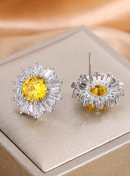 KissICON KISS034-E KissIcon Exquisite Silver Plated Earrings - Yellow Zircon