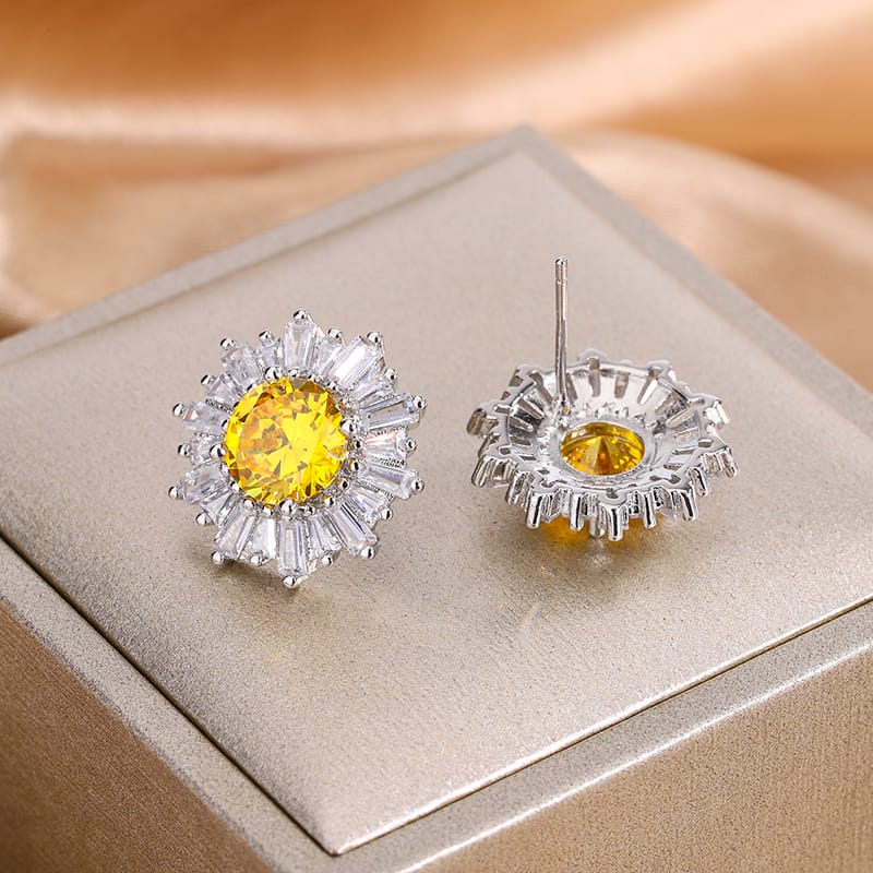 KissICON KISS034-E KissIcon Exquisite Silver Plated Earrings - Yellow Zircon