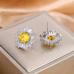 KissICON KISS034-E KissIcon Exquisite Silver Plated Earrings - Yellow Zircon
