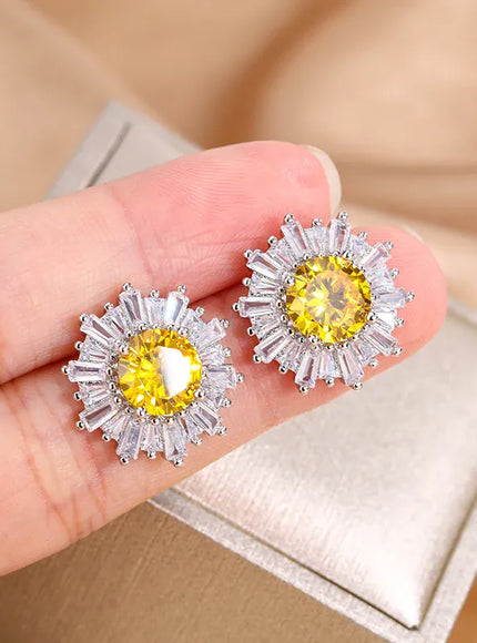 KissICON KISS034-E KissIcon Exquisite Silver Plated Earrings - Yellow Zircon