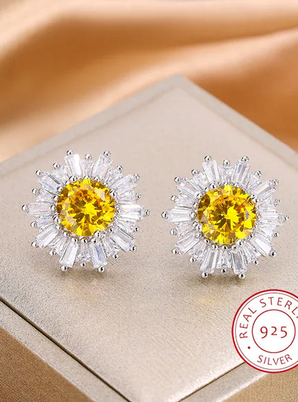 KissICON KISS034-E KissIcon Exquisite Silver Plated Earrings - Yellow Zircon