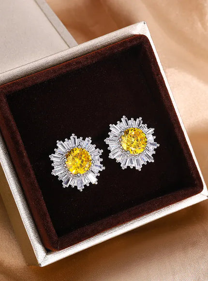 KissICON KISS034-E KissIcon Exquisite Silver Plated Earrings - Yellow Zircon