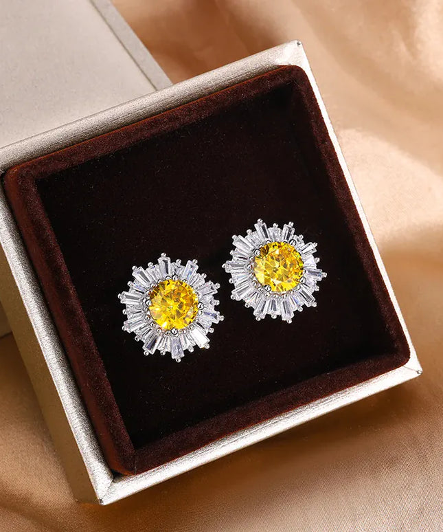 KissICON KISS034-E KissIcon Exquisite Silver Plated Earrings - Yellow Zircon
