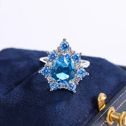 KissICON KISS059-R KissIcon Silver Plated Zircon Jewelry Set Sapphire Earrings