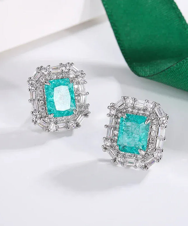 Dropshipman KISS099-E Kiss Icon Sterling Silver Green Zircon Earrings - Geometric