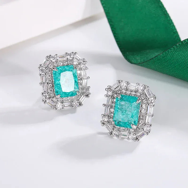Dropshipman KISS099-E Kiss Icon Sterling Silver Green Zircon Earrings - Geometric