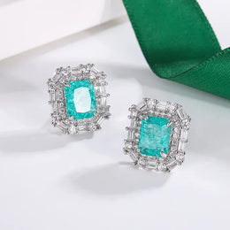 Dropshipman KISS099-E Kiss Icon Sterling Silver Green Zircon Earrings - Geometric