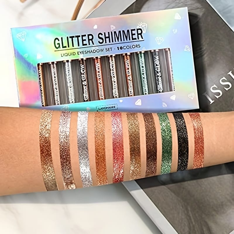 KissICON KissIcon 10 Color Glitter Liquid Eyeshadow Set -