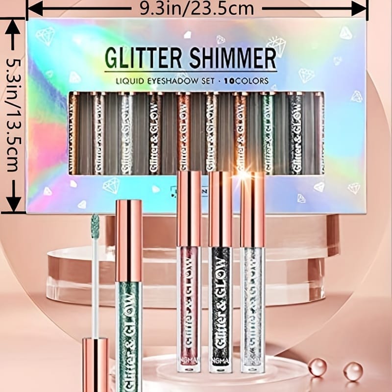 KissICON KissIcon 10 Color Glitter Liquid Eyeshadow Set -