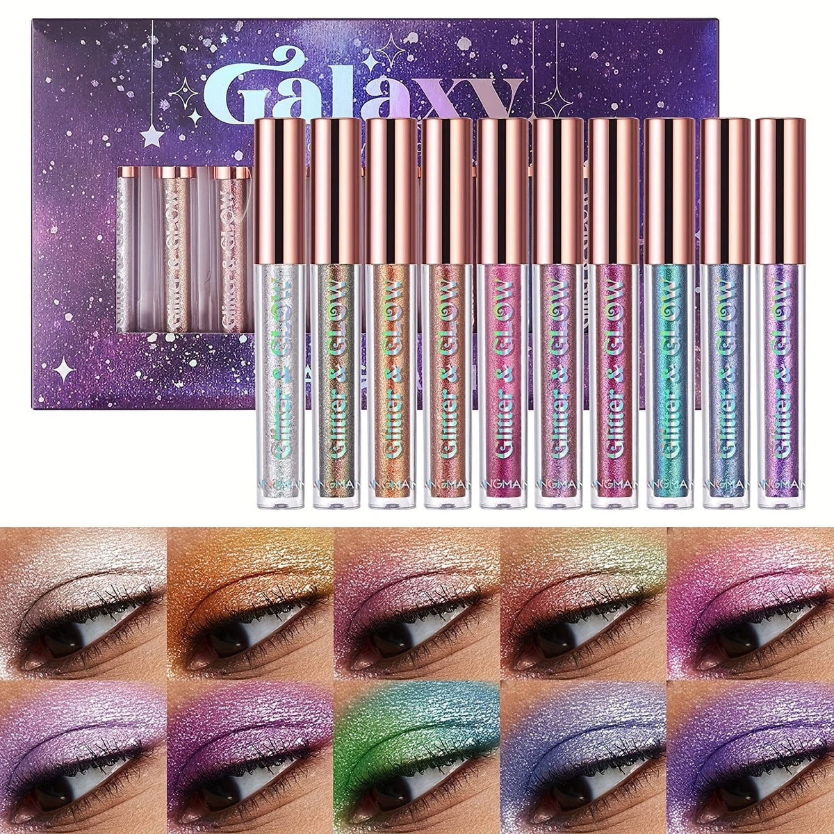 KissICON KissIcon 10 Color Glitter Liquid Eyeshadow Set -