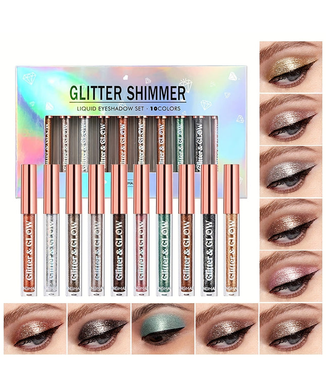KissICON KissIcon 10 Color Glitter Liquid Eyeshadow Set -