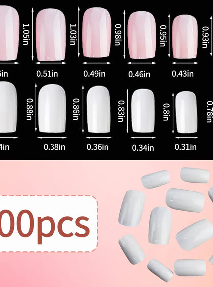 KissICON KissIcon 100Pcs Short Square Nails Full Cover Acrylic