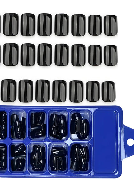 KissICON KissIcon 120Pcs Black Square Nails - Glossy Finish