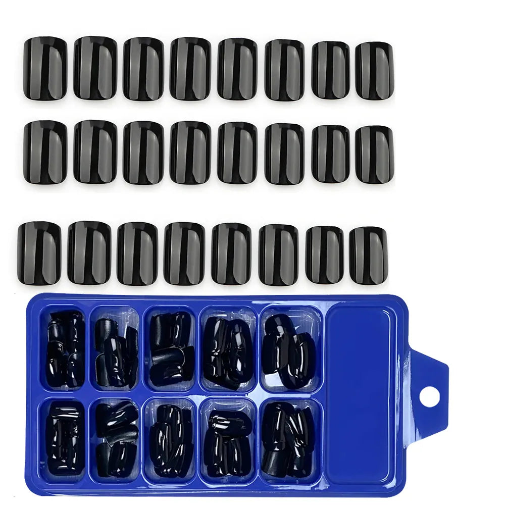 KissICON KissIcon 120Pcs Black Square Nails - Glossy Finish