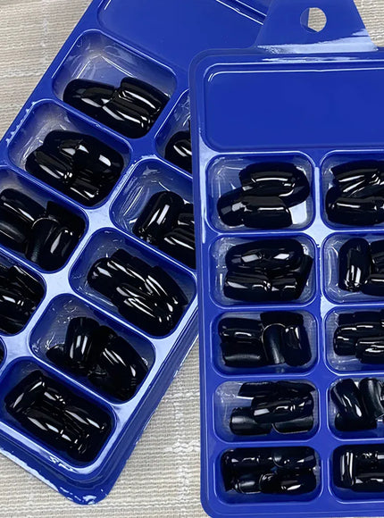 KissICON KissIcon 120Pcs Black Square Nails - Glossy Finish