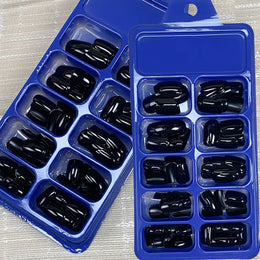 KissICON KissIcon 120Pcs Black Square Nails - Glossy Finish