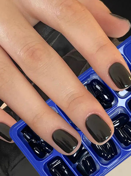 KissICON KissIcon 120Pcs Black Square Nails - Glossy Finish