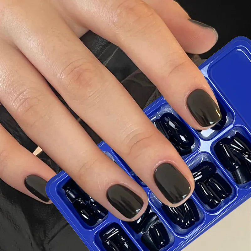 KissICON KissIcon 120Pcs Black Square Nails - Glossy Finish