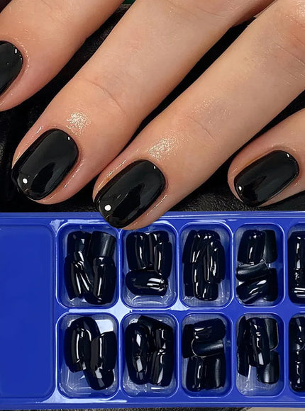 KissICON KissIcon 120Pcs Black Square Nails - Glossy Finish