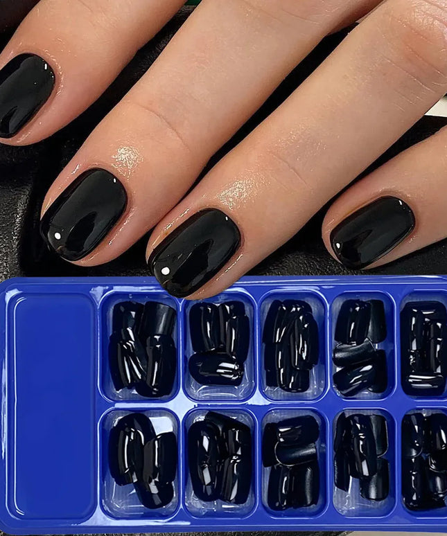 KissICON KissIcon 120Pcs Black Square Nails - Glossy Finish
