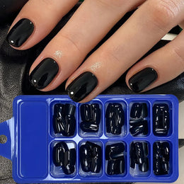 KissICON KissIcon 120Pcs Black Square Nails - Glossy Finish