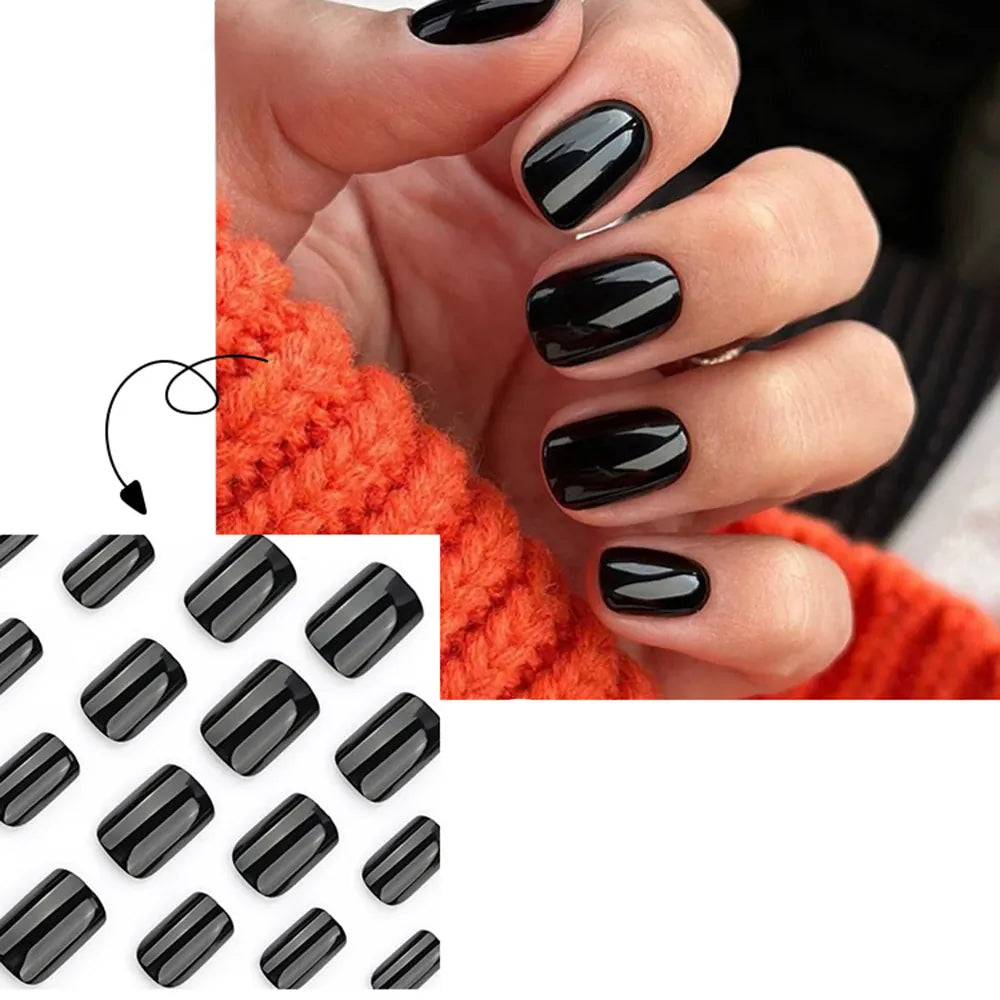 KissICON KissIcon 120Pcs Glossy Black Full Cover Reusable Nails