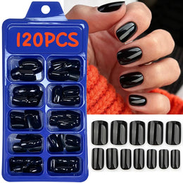 KissICON KissIcon 120Pcs Glossy Black Full Cover Reusable Nails