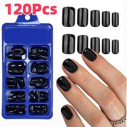KissICON KissIcon 120Pcs Glossy Black Full Cover Reusable Nails