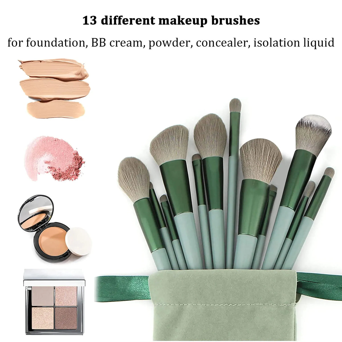 KissICON KissIcon 13Pcs Makeup Brush Set - Soft Goat
