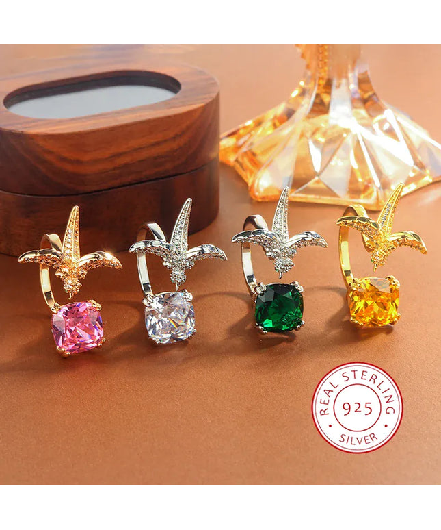 KissICON KissIcon 2025 Adjustable CZ Bird Ring For Women - Sparkling
